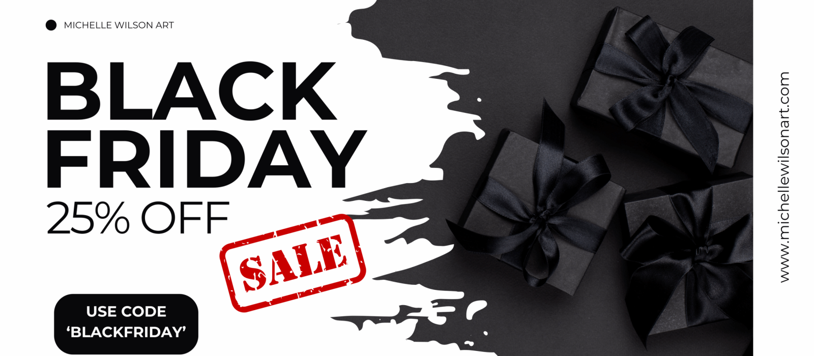 Black and White Simple Black Friday Sale Banner Landscape